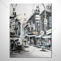 【香港上海街景油畫】014 風景油畫 異國街景風情 黑白灰色調 絕佳氛圍  無框畫 裝潢 設計師最愛