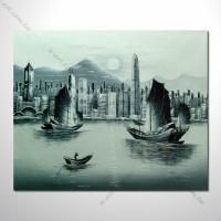 【香港上海街景油畫】003 風景油畫 異國街景風情 黑白灰色調 絕佳氛圍  無框畫 裝潢 設計師最愛