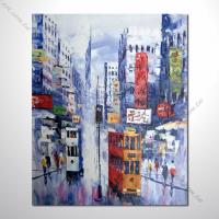 【香港上海街景油畫】002 風景油畫 異國街景風情 黑白灰色調 絕佳氛圍  無框畫 裝潢 設計師最愛
