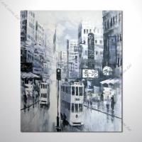 【香港上海街景油畫】001 風景油畫 異國街景風情 黑白灰色調 絕佳氛圍  無框畫 裝潢 設計師最愛